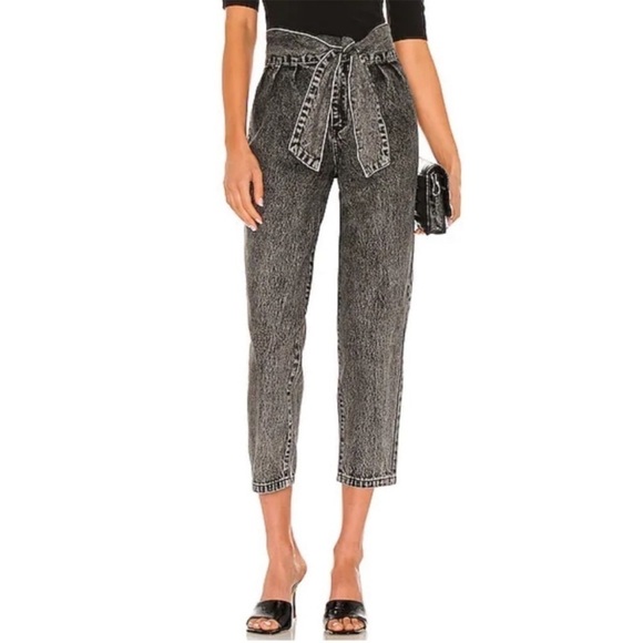 Blank NYC When In Rome Black Acid Wash High Waist Paperbag Jeans Size 25 - Picture 13 of 14